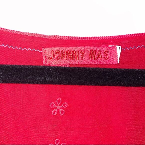 Johnny Was Daisy Eyelet Tunic Women Size 2X Red Embroidered Blouse Boho Artsy - Picture 3 of 8